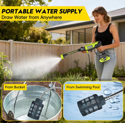 SEESE Cordless Pressure Washer, Portable Power Cleaner with Charging Base for Car, Home & Garden Cleaning