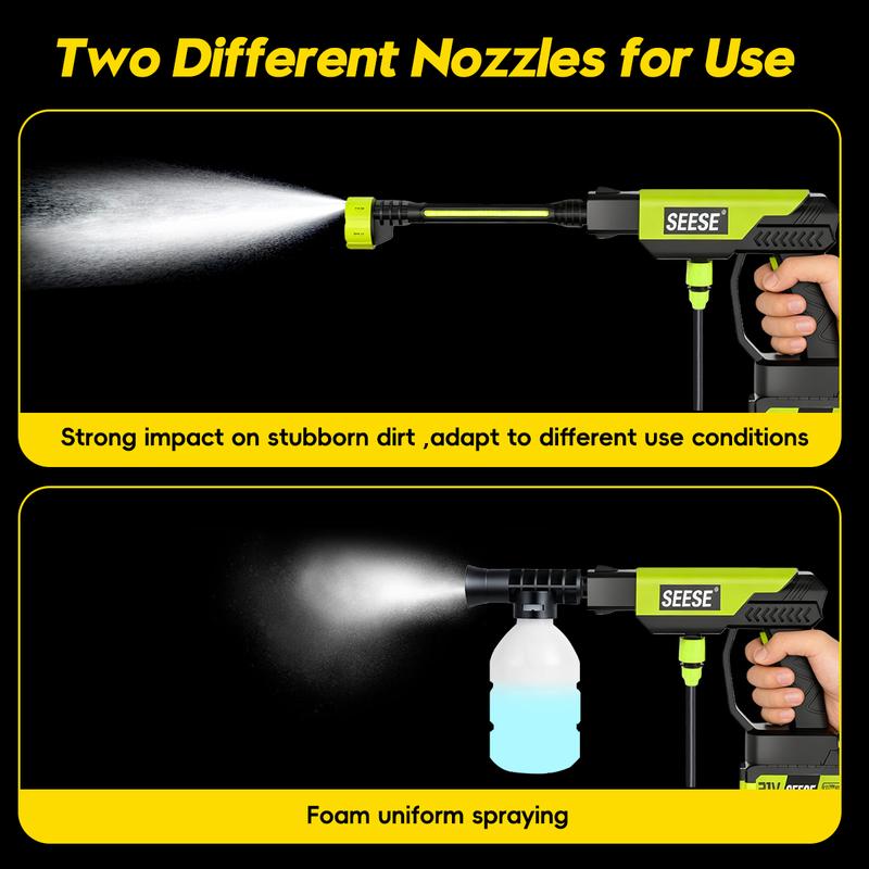 SEESE Cordless Pressure Washer, Portable Power Cleaner with Charging Base for Car, Home & Garden Cleaning