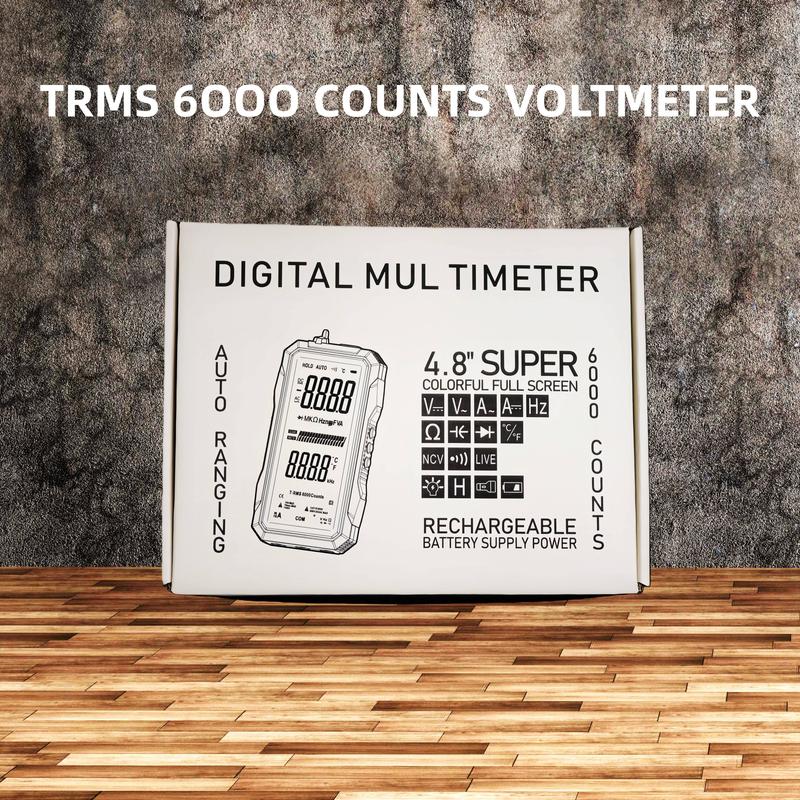 6000 Counts True RMS Digital Multimeter, Auto-Ranging Voltage Tester for Home, Car Repair & Industrial Use